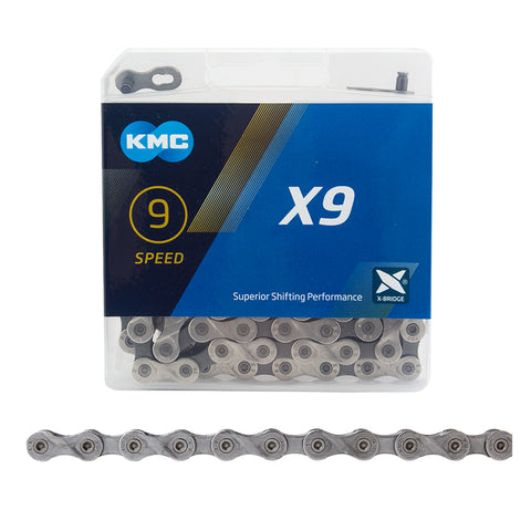 KMC X9 9 Speed NP/Dark Silver 116L freeshipping - Onlinebike.store
