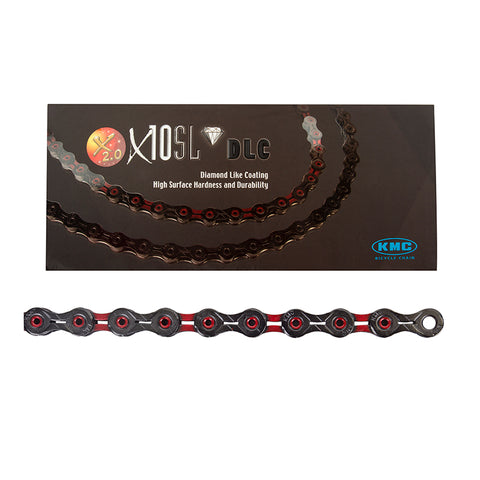 KMC DLC 10 Speeds Black/Red 116 Links freeshipping - Onlinebike.store