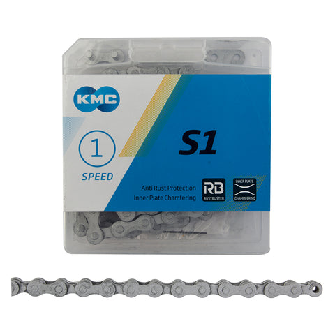 KMC 1/2x1/8 S1-RB 1 Speed Rust Buster Silver/Silver 112 Links freeshipping - Onlinebike.store